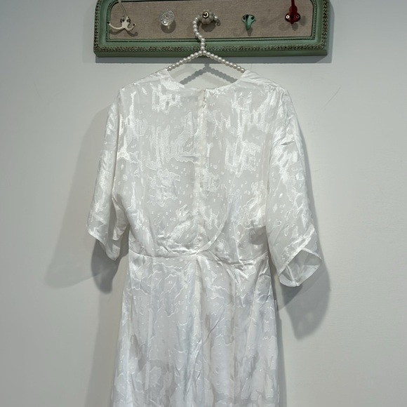 HUTCH ModCloth white Jacquard satin cut out front knot maxi dress 12 new w tag - Picture 6 of 12